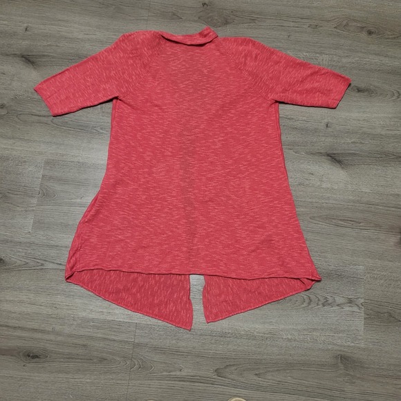 Eileen Fisher Linen Cotton Open Front Cardigan Coral Pink Short Sleeve Medium - Picture 4 of 6
